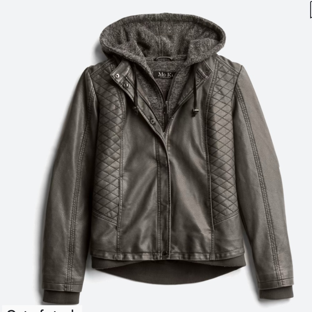 Stitch Fix - MoKa - Miriam Knit Hood Faux Leather Jacket